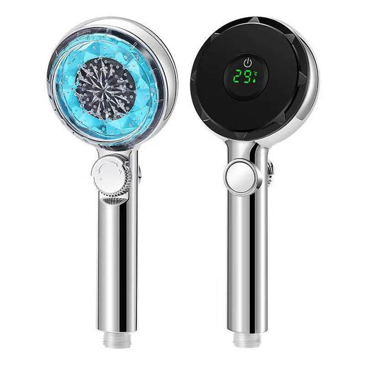 High Pressure Shower Head Temperature DigitDisplay Water Saving Adjustable Handheld - Mubimart