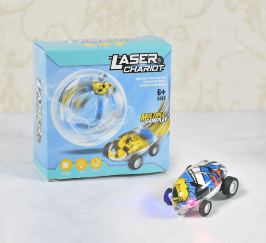 High Speed Track Laser Chariot Rotatable Lights Car For Kids Gift Interactivity Sports Fancy Toy - Mubimart