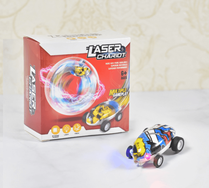 High Speed Track Laser Chariot Rotatable Lights Car For Kids Gift Interactivity Sports Fancy Toy - Mubimart