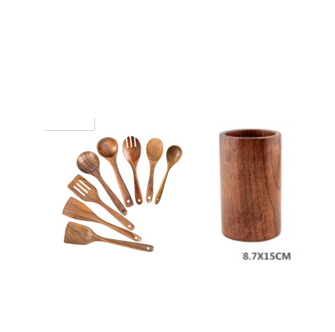 High Temperature Vegetable Spatula Acacia Wood Cooking Set Wooden Spatula - Mubimart -  