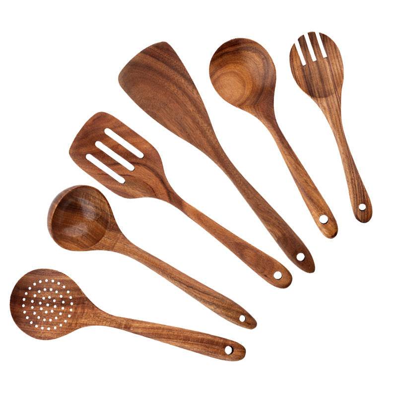 High Temperature Vegetable Spatula Acacia Wood Cooking Set Wooden Spatula - Mubimart