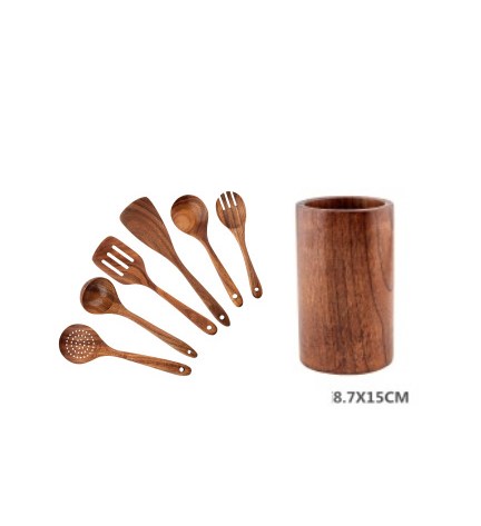 High Temperature Vegetable Spatula Acacia Wood Cooking Set Wooden Spatula - Mubimart -  