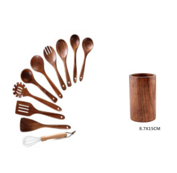 High Temperature Vegetable Spatula Acacia Wood Cooking Set Wooden Spatula - Mubimart -  