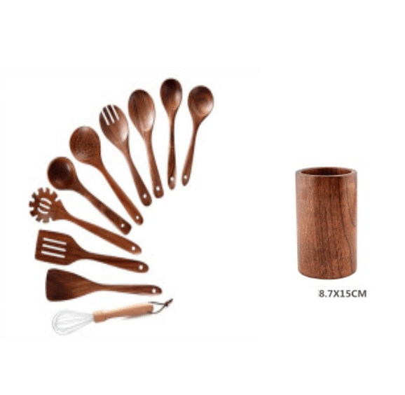 High Temperature Vegetable Spatula Acacia Wood Cooking Set Wooden Spatula - Mubimart
