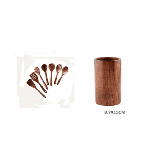 High Temperature Vegetable Spatula Acacia Wood Cooking Set Wooden Spatula - Mubimart