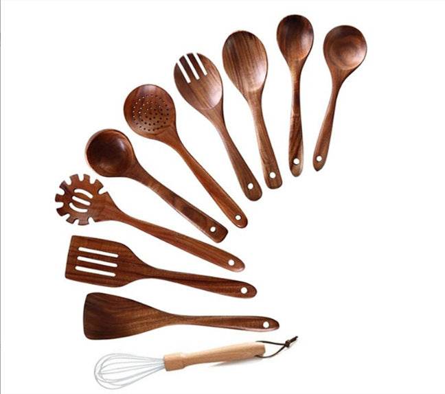 High Temperature Vegetable Spatula Acacia Wood Cooking Set Wooden Spatula - Mubimart