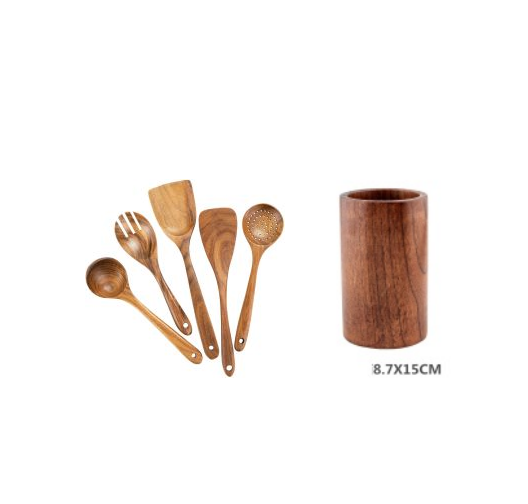 High Temperature Vegetable Spatula Acacia Wood Cooking Set Wooden Spatula - Mubimart -  