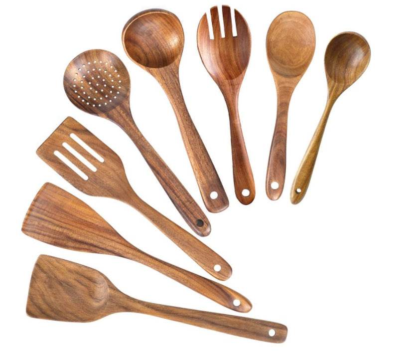 High Temperature Vegetable Spatula Acacia Wood Cooking Set Wooden Spatula - Mubimart