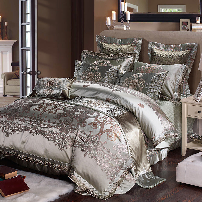 High grade 1.8 Satin Jacquard Bedding Set - Mubimart - Comforter 