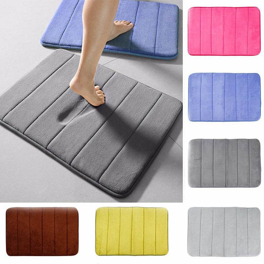 Home Bath Mat Coral Fleece Bathroom Carpet Water Absorption Non-slip Memory Foam Absorbent Washable Rug Toilet Floor Mat - Mubimart
