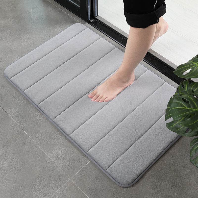 Home Bath Mat Coral Fleece Bathroom Carpet Water Absorption Non-slip Memory Foam Absorbent Washable Rug Toilet Floor Mat - Mubimart