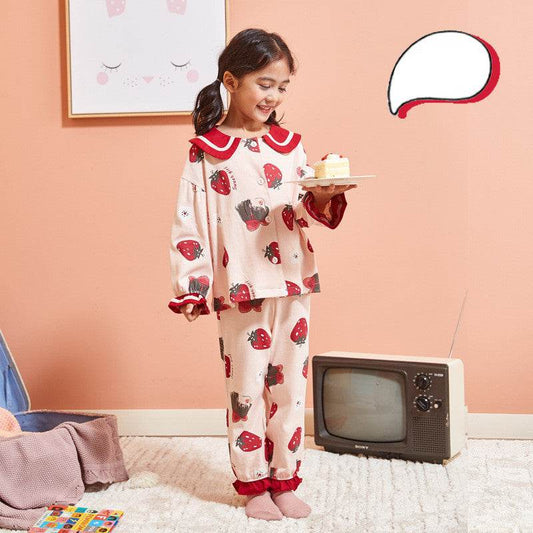 Home Clothes, Baby Girl, Child, Thick Style, Big Child, Parent-Child Sleep - Mubimart