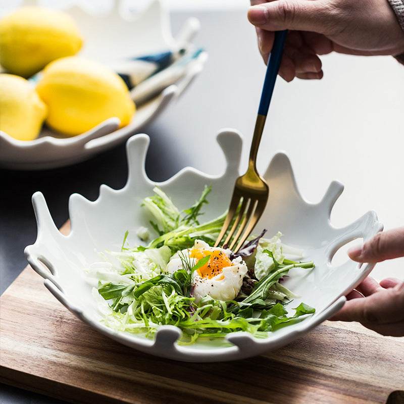 Home Creative Ceramic Pure White Dessert Plate - Mubimart