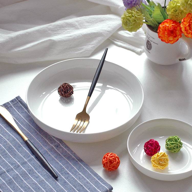 Home Fashion Pure White Bone China Plate Set - Mubimart
