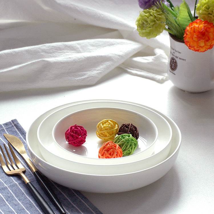 Home Fashion Pure White Bone China Plate Set - Mubimart
