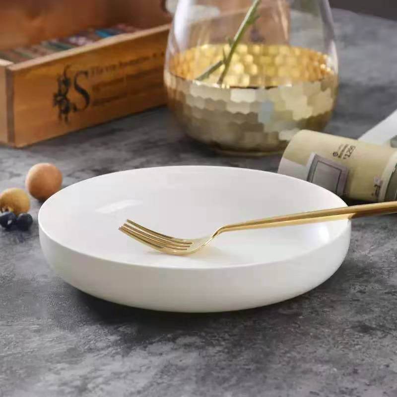 Home Fashion Pure White Bone China Plate Set - Mubimart