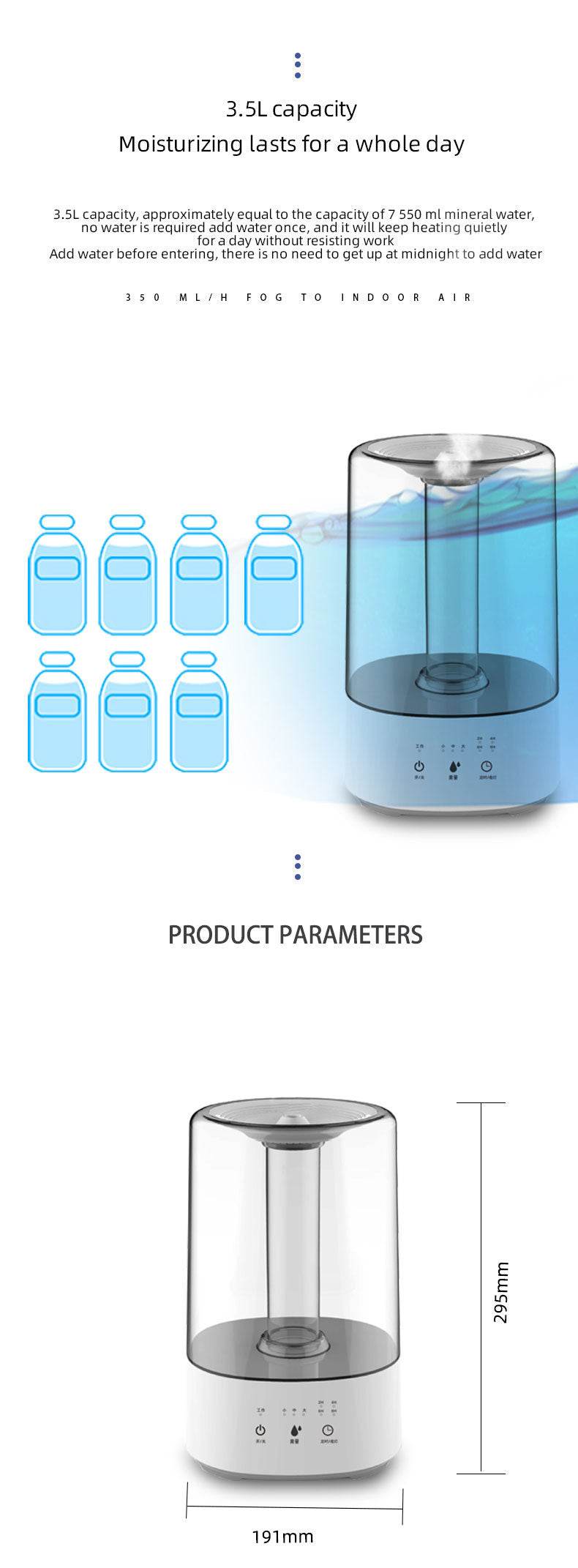 Home Humidifier Office Bedroom Ultrasonic Atomizer Colorful Aromatherapy Humidifier - Mubimart
