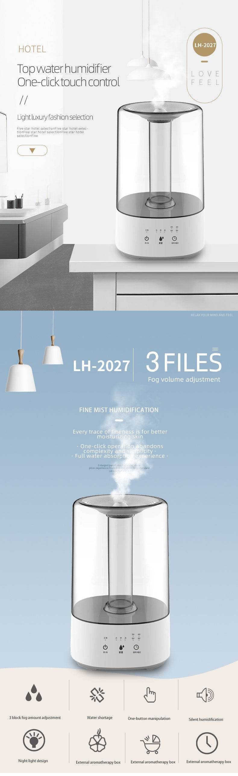 Home Humidifier Office Bedroom Ultrasonic Atomizer Colorful Aromatherapy Humidifier - Mubimart