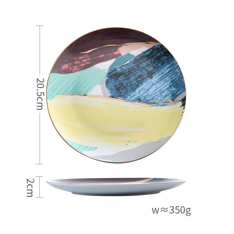 Home Steak Plate Salad Plate Colorful Cloud Plate - Mubimart