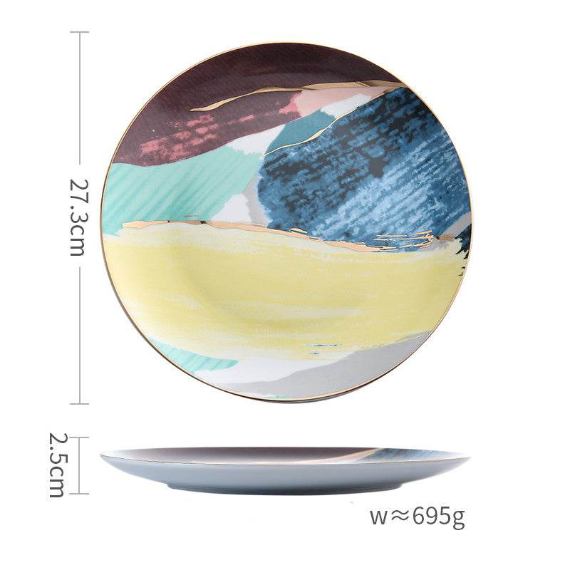 Home Steak Plate Salad Plate Colorful Cloud Plate - Mubimart