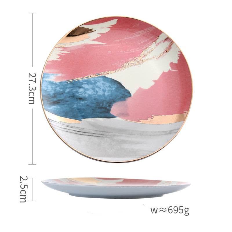 Home Steak Plate Salad Plate Colorful Cloud Plate - Mubimart