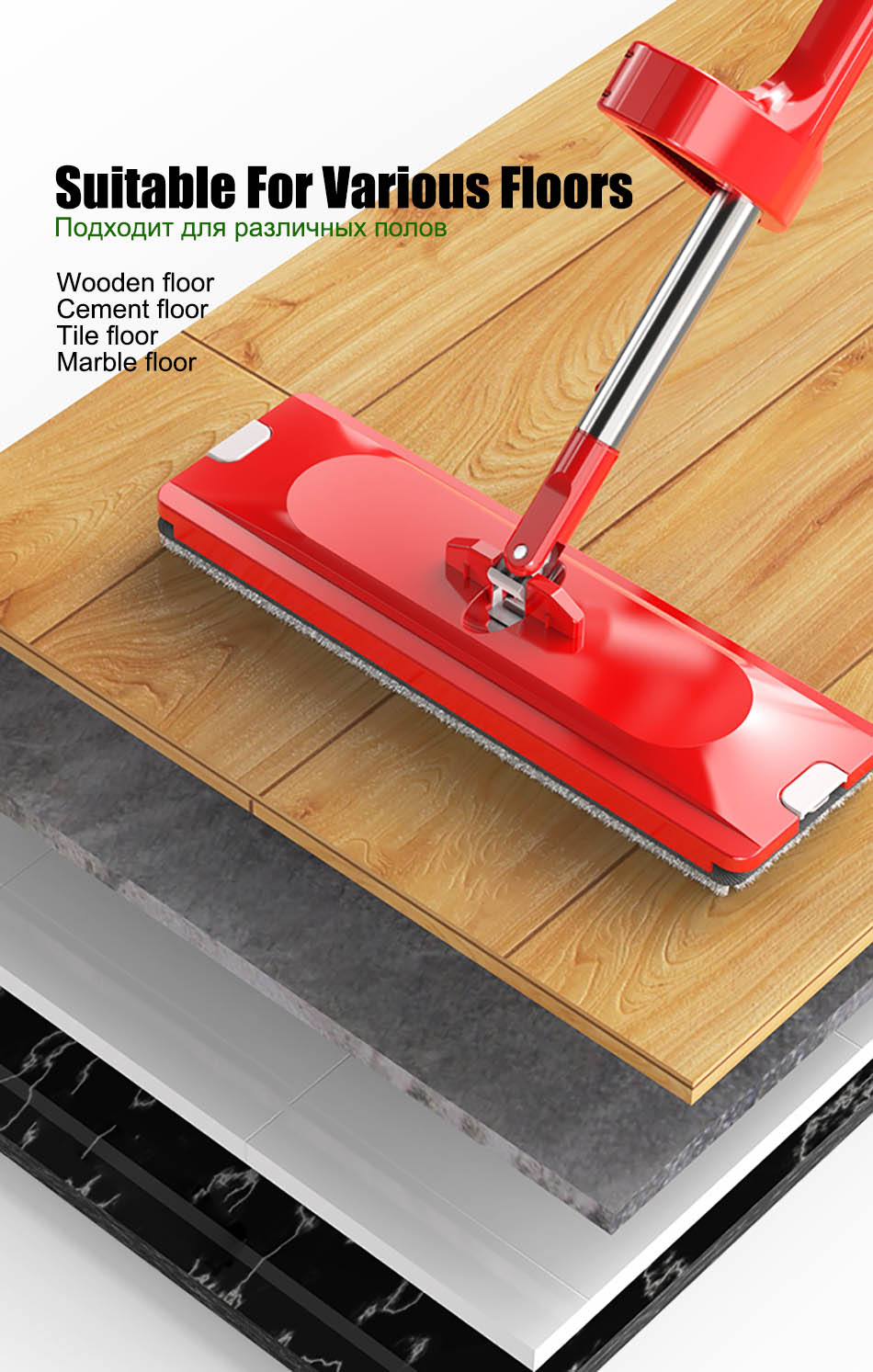 Home Wood Flooring Wet And Dry Mop - Mubimart -  