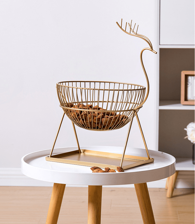 Homeware Creative Living Room Nordic Fruit Plate Basket Storage Basket Iron Art - Mubimart