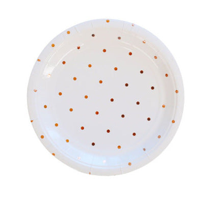 Hot Rose Gold Hexagonal Striped Paper Plate Paper Cup - Mubimart -  