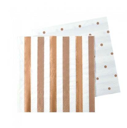 Hot Rose Gold Hexagonal Striped Paper Plate Paper Cup - Mubimart