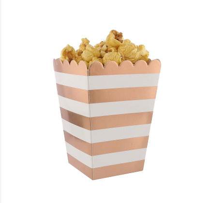 Hot Rose Gold Hexagonal Striped Paper Plate Paper Cup - Mubimart