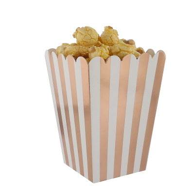 Hot Rose Gold Hexagonal Striped Paper Plate Paper Cup - Mubimart