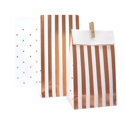 Hot Rose Gold Hexagonal Striped Paper Plate Paper Cup - Mubimart -  