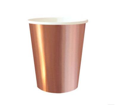 Hot Rose Gold Hexagonal Striped Paper Plate Paper Cup - Mubimart