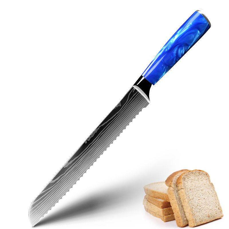 Household Chef Knife Knife Set With Light Blue Resin Handle - Mubimart