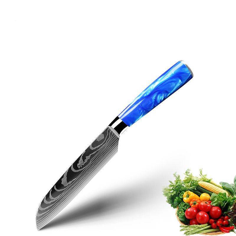 Household Chef Knife Knife Set With Light Blue Resin Handle - Mubimart