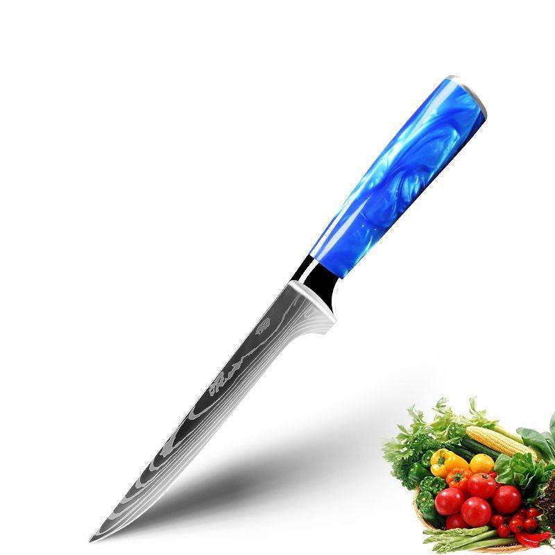 Household Chef Knife Knife Set With Light Blue Resin Handle - Mubimart