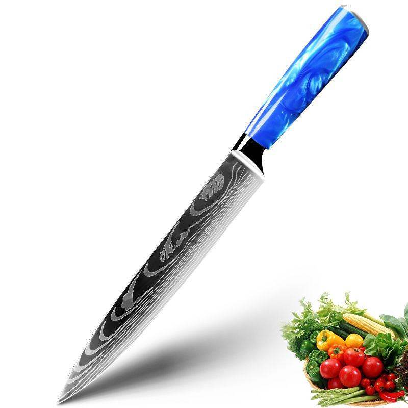 Household Chef Knife Knife Set With Light Blue Resin Handle - Mubimart