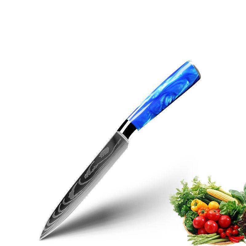 Household Chef Knife Knife Set With Light Blue Resin Handle - Mubimart