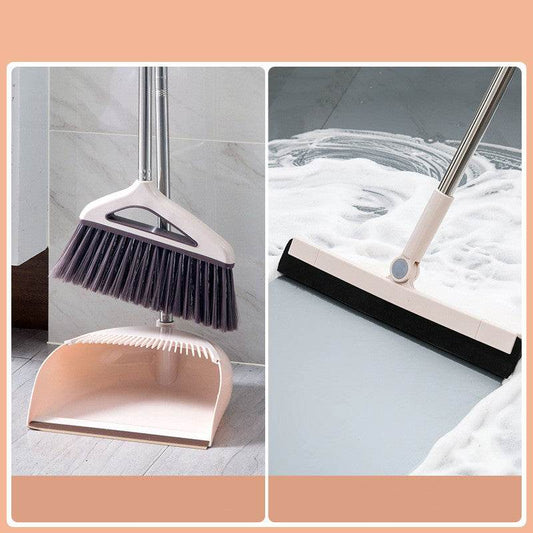 Household Cleaning Tool With Broom And Dustpan Set With Scraping Teeth - Mubimart