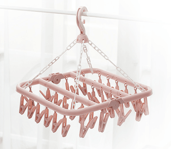 Household Clothespins Can Be Folded 32 Clips, Socks Hangers, Inner Clothes Hangers, Baby Clothes Hangers, Strong Windproof Clothespins - Mubimart