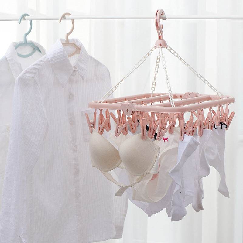 Household Clothespins Can Be Folded 32 Clips, Socks Hangers, Inner Clothes Hangers, Baby Clothes Hangers, Strong Windproof Clothespins - Mubimart