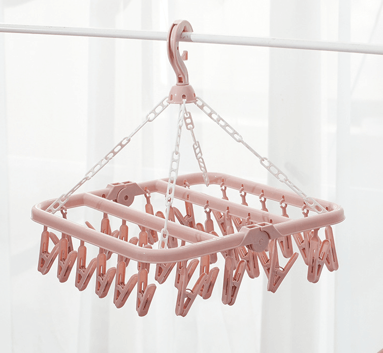 Household Clothespins Can Be Folded 32 Clips, Socks Hangers, Inner Clothes Hangers, Baby Clothes Hangers, Strong Windproof Clothespins - Mubimart
