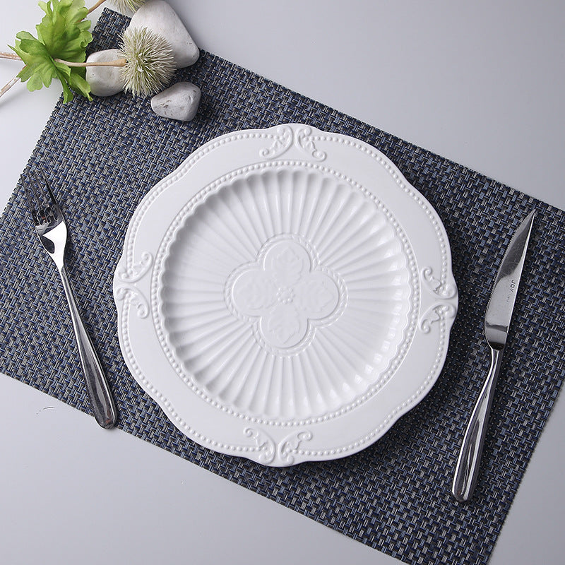 Household European Pure White Dessert Plate Water Fruit Plate - Mubimart -  