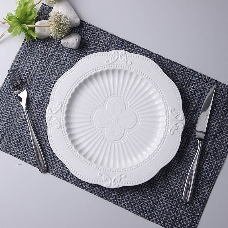 Household European Pure White Dessert Plate Water Fruit Plate - Mubimart
