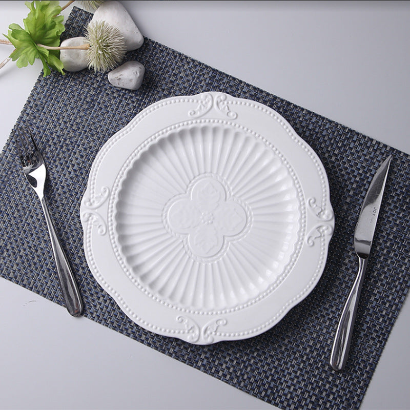 Household European Pure White Dessert Plate Water Fruit Plate - Mubimart -  