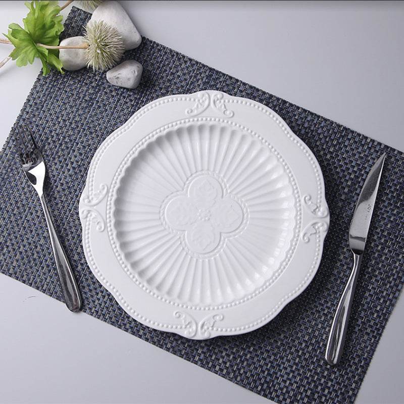 Household European Pure White Dessert Plate Water Fruit Plate - Mubimart
