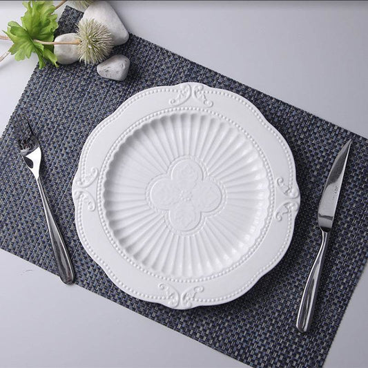 Household European Pure White Dessert Plate Water Fruit Plate - Mubimart