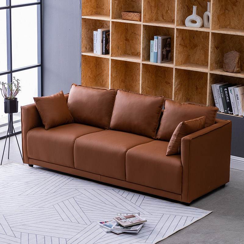 Household Fashion Simple Solid Colour PU Sofa - Mubimart