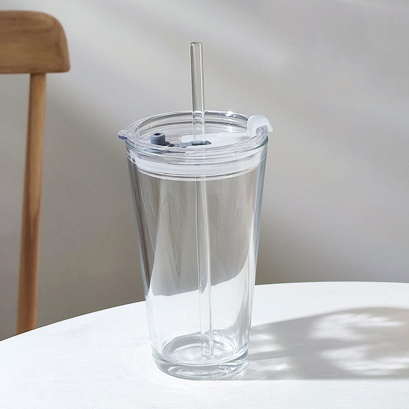 Household Glass Water Cup With Lid - Mubimart -  