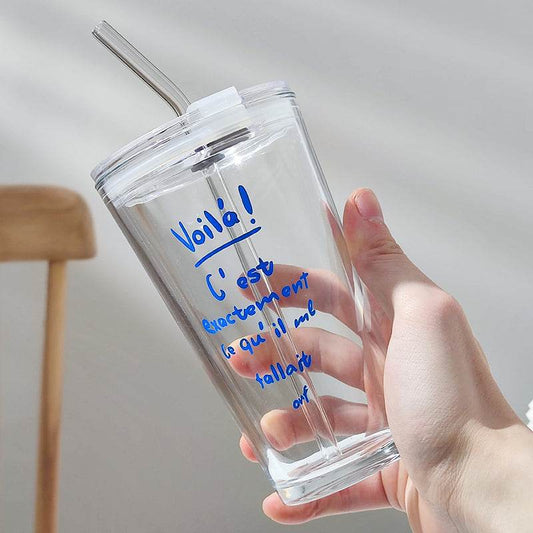 Household Glass Water Cup With Lid - Mubimart